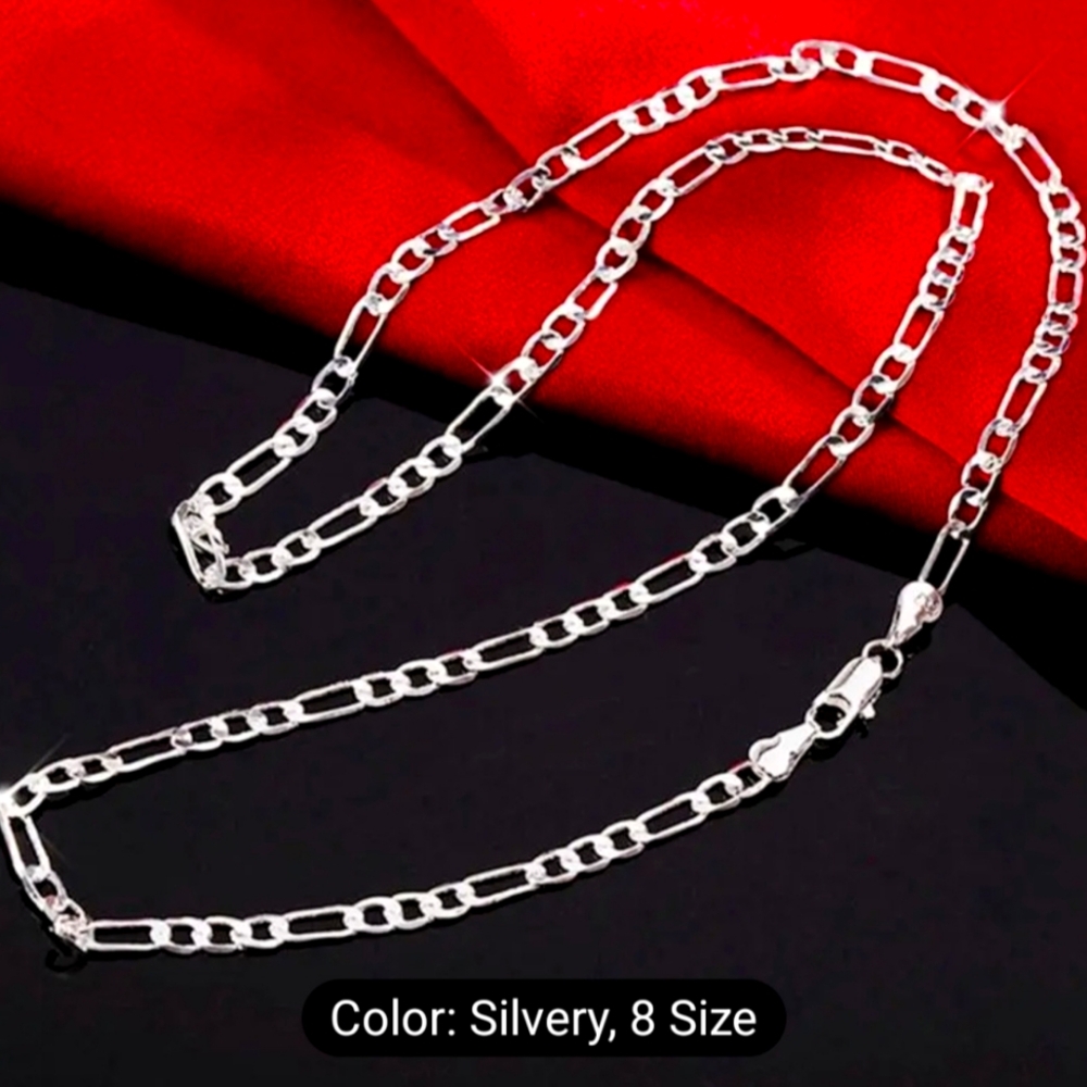 Italian S925 pure Silvery 6mm 30 Inch. Leght.  Figaro chain necklace, suitable.